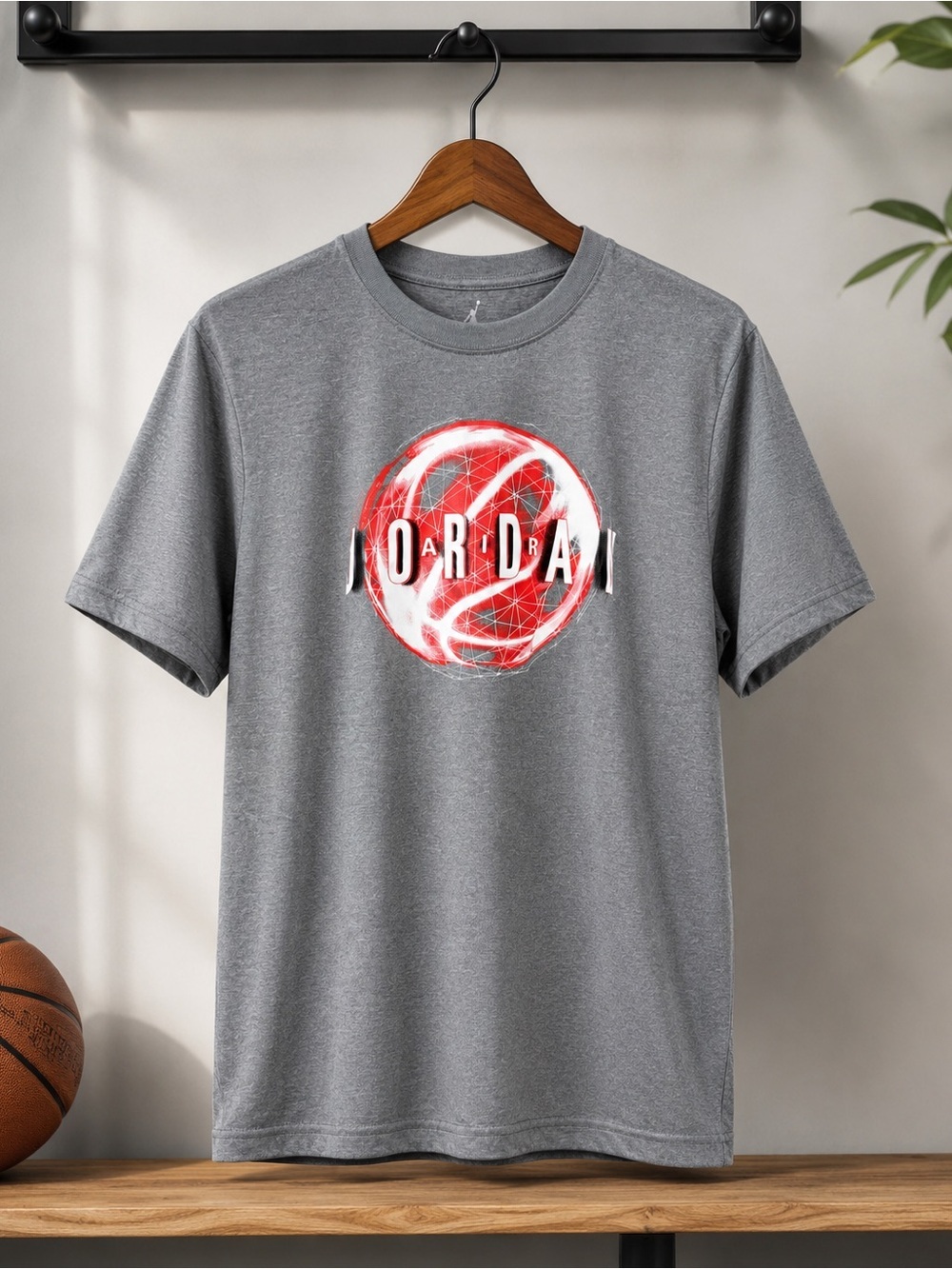 Jordan Dri-FIT Gray Red Basketball Graphic Tee Youth XL 13–15 - Picture 1 of 5